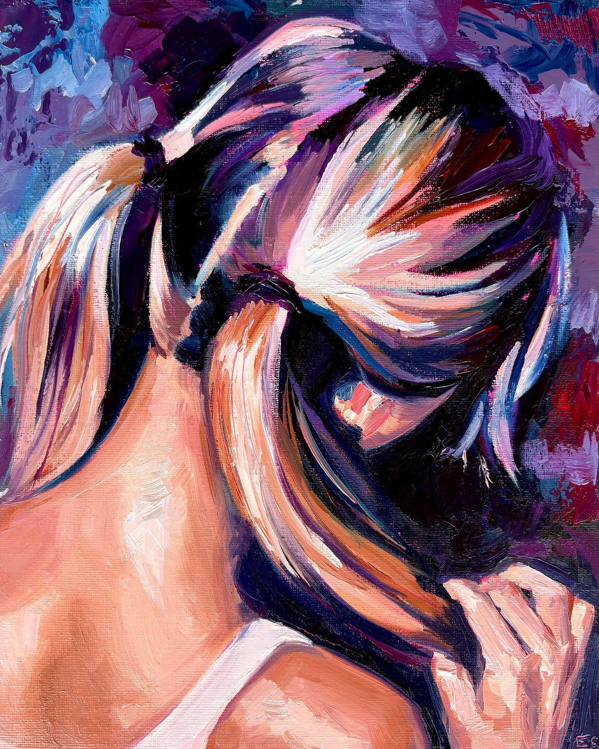 wearing pigtails